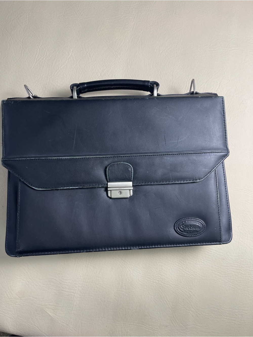 Stetson Genuine Italian Black Leather Laptop Bag
